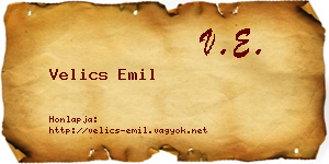 Velics Emil névjegykártya